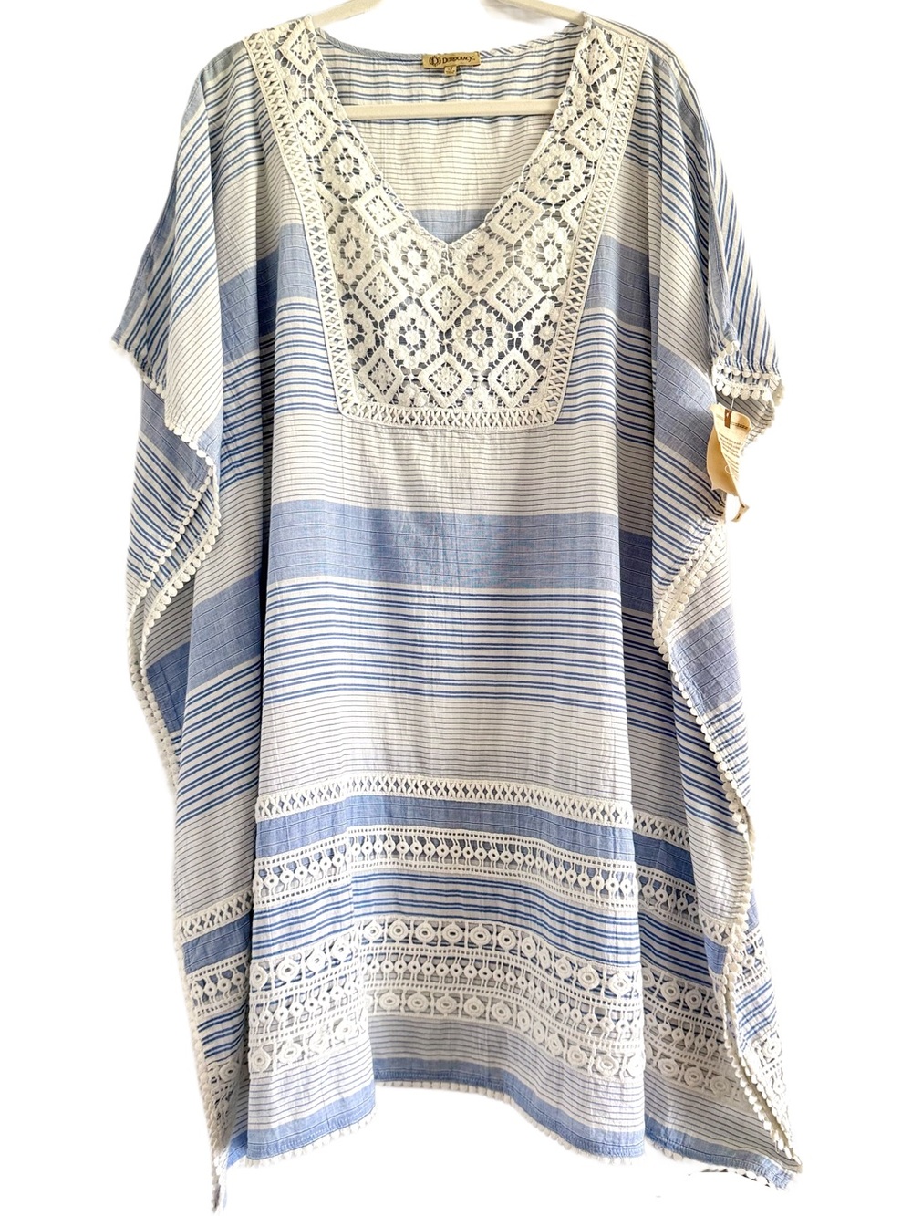 Democracy Striped Blue and Cream Tunic/Cover Up Sz Small